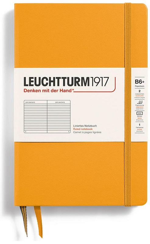Caiet Leuchtturm1917 Paperback - B6+, portocaliu, liniat, copertă rigidă