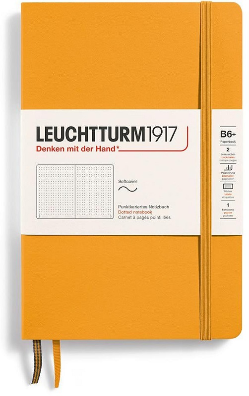 Caiet Leuchtturm1917 Paperback - B6+, portocaliu, pagini cu puncte, copertă moale