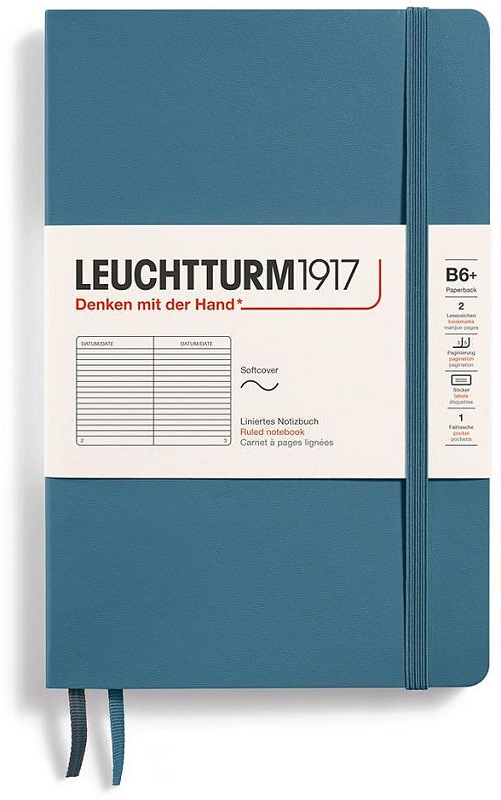 Caiet Leuchtturm1917 Paperback - B6+, albastru, liniat, copertă moale