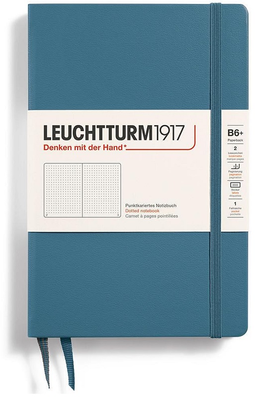 Caiet Leuchtturm1917 Paperback - B6+, albastru, pagini cu puncte, copertă rigidă
