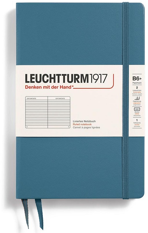 Caiet Leuchtturm1917 Paperback - B6+, albastru deschis, liniat, copertă rigidă