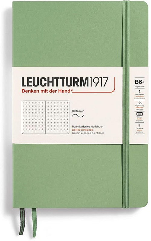 Caiet Leuchtturm1917 Paperback - B6+, verde deschis, pagini cu puncte, copertă moale