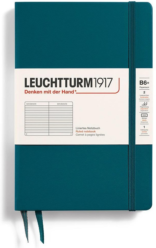 Caiet Leuchtturm1917 Paperback - B6+, verde, liniat, copertă rigidă