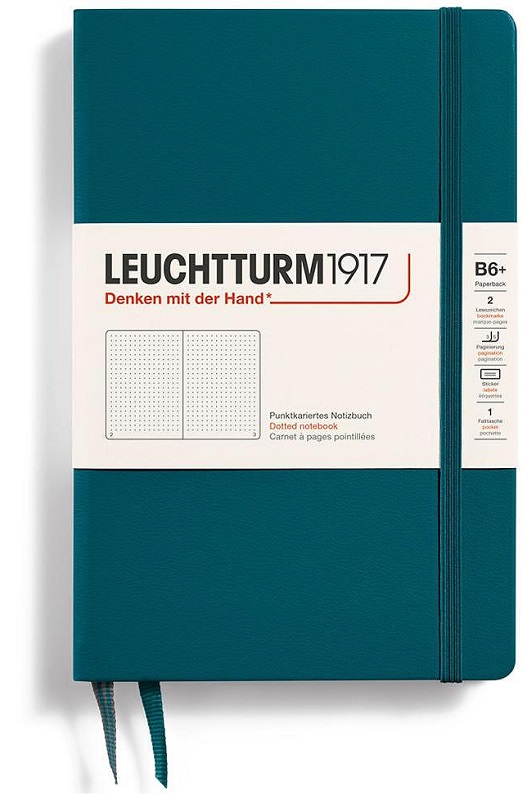 Caiet Leuchtturm1917 Paperback - B6+, verde, pagini cu puncte, copertă rigidă
