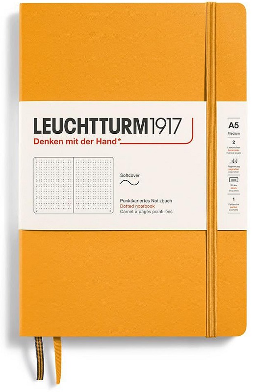 Caiet Leuchtturm1917 Rising Colors - A5, portocaliu, cu puncte, copertă moale