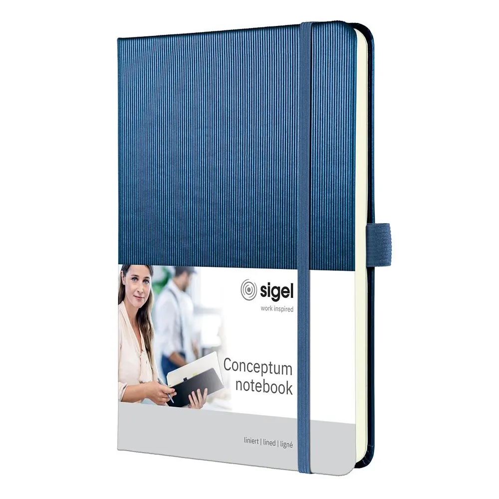Agenda Sigel Conceptum - A5, albastru metalic, rânduri