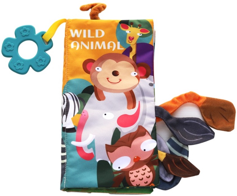 Carte textila Kikka Boo - Wild Animals, cu inel gingival