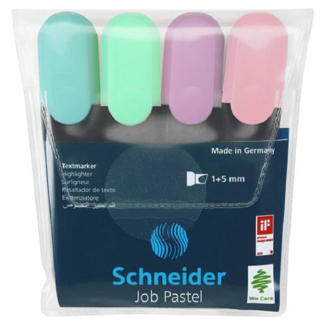 Marker text Schneider - Job Pastel, 4 culori
