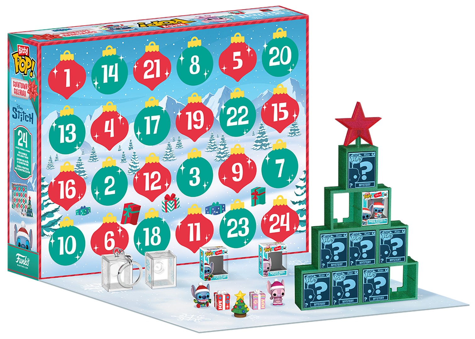 Calendar tematic Funko Bitty POP! Countdown Calendar: Stitch - Buildable Holiday Tree (2025)