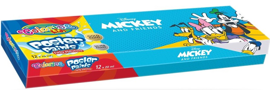 Vopsele tempera Colorino Disney - Mickey and Friends, 12 culori, 20 ml