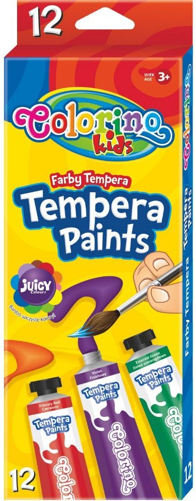 Colorino Kids Tempera Paints - 12 culori, in tuburi