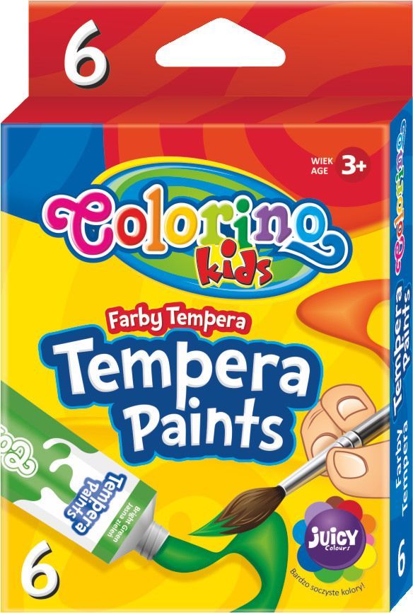 Vopsele tempera Colorino Kids - 6 culori, in tuburi