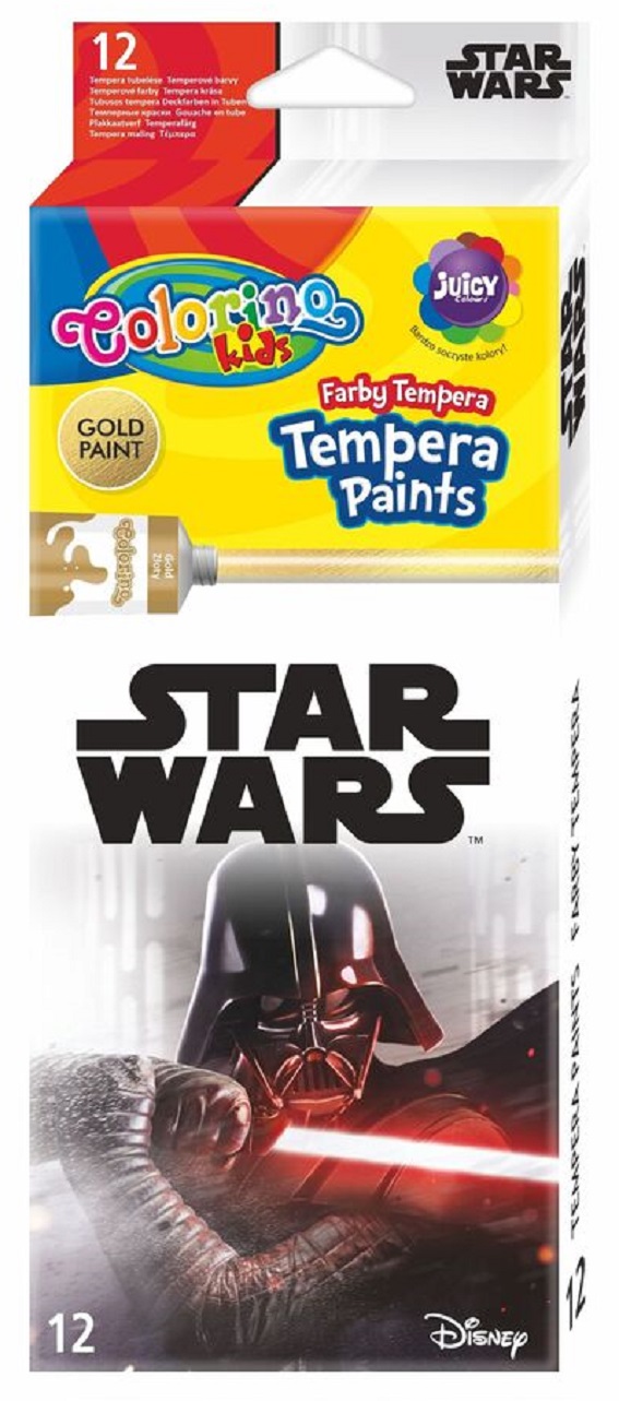 Vopsele tempera Colorino Marvel Star Wars 12 culori in tuburi 12 ml,
