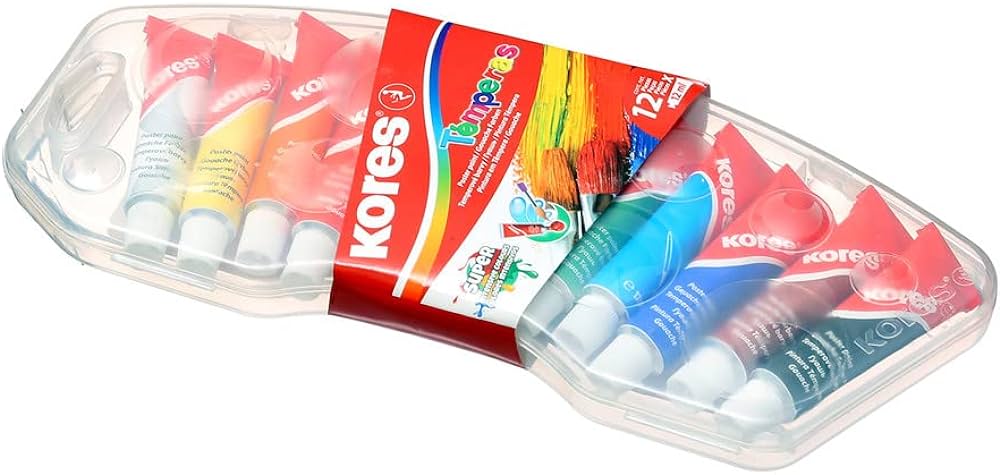 Vopsele tempera Kores - 12 culori, în tuburi