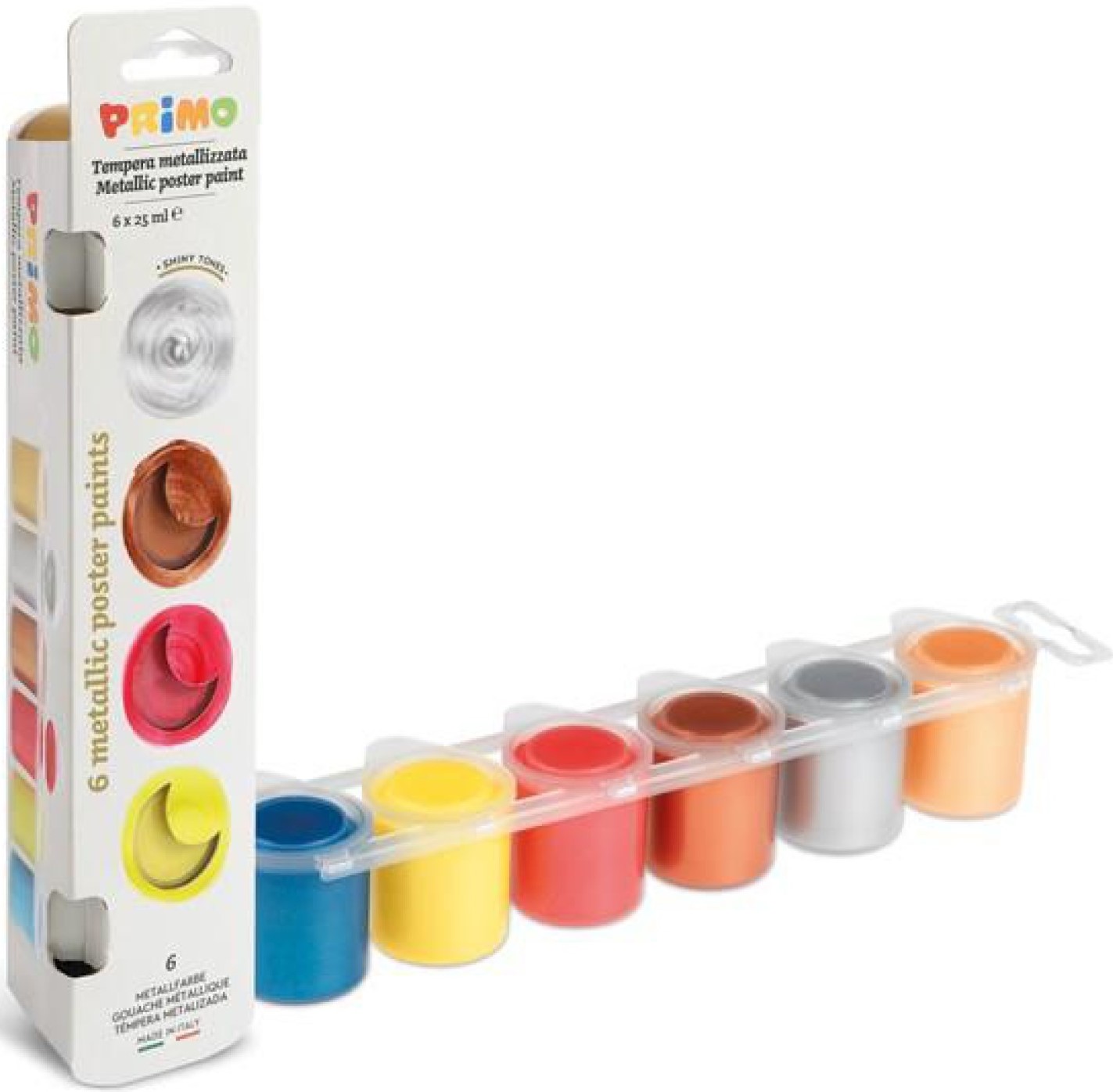Tempera Primo - Metalic, 6 culori x 25 ml