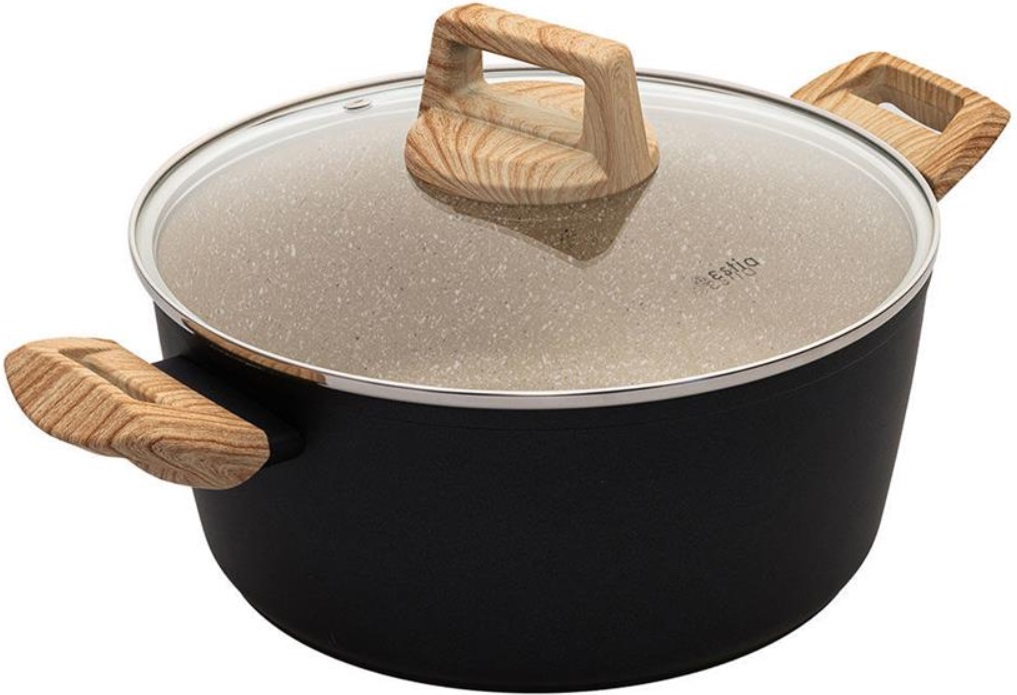 Oală din aluminiu forjat cu strat antiaderent Estia – Earth, 24 cm, 4,3 l