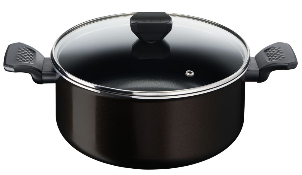 Oală cu capac Tefal - Simply Clean B5674653, 24 cm, negru