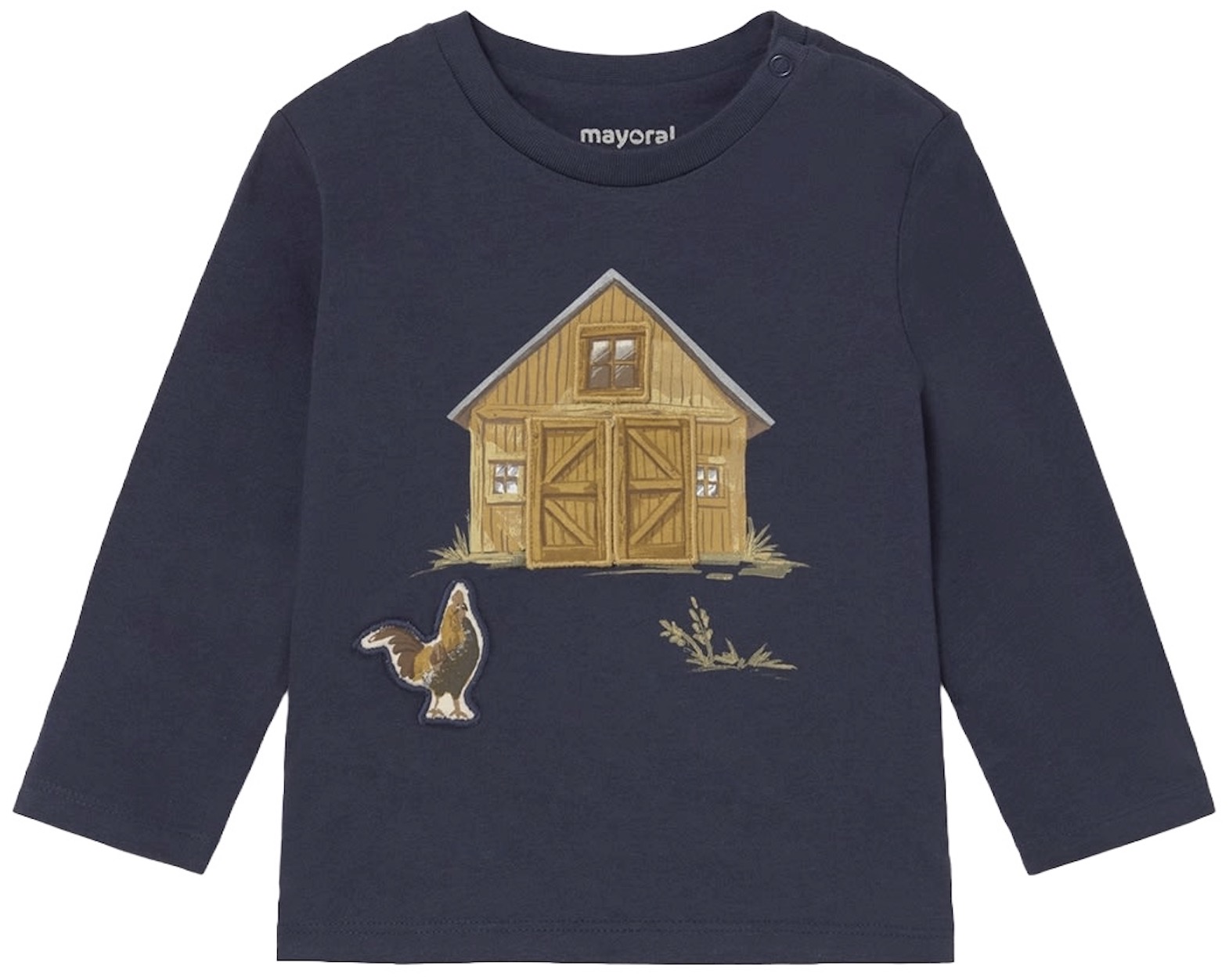 Tricou cu mânecă lungă Mayoral - Fermă, albastru închis, 12 luni