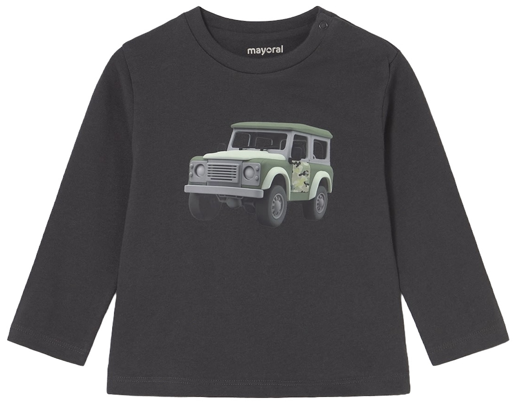 Tricou cu mânecă lungă Mayoral - Jeep de safari, gri, 18 luni