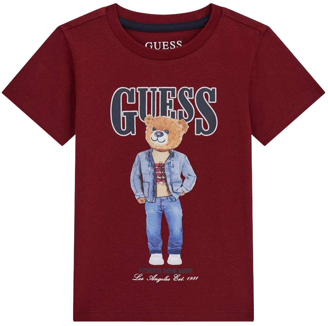 Tricou cu mânecă scurtă Guess - Urs, roşu, 18 luni