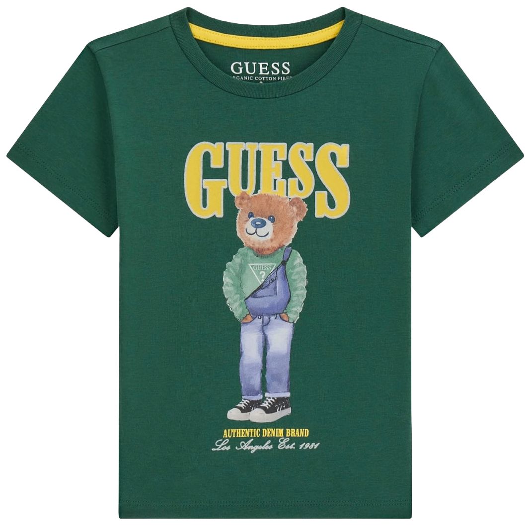 Tricou cu mânecă scurtă Guess - Urs, verde, 18 luni