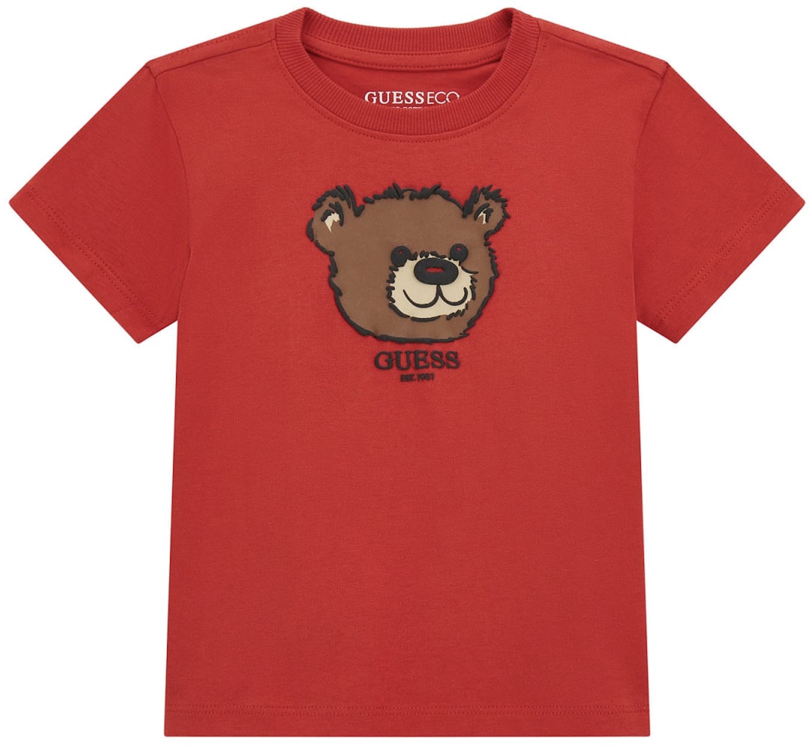 Tricou cu mânecă scurtă  Guess - Cu un ursuleț de pluș, roșu , 12 luni