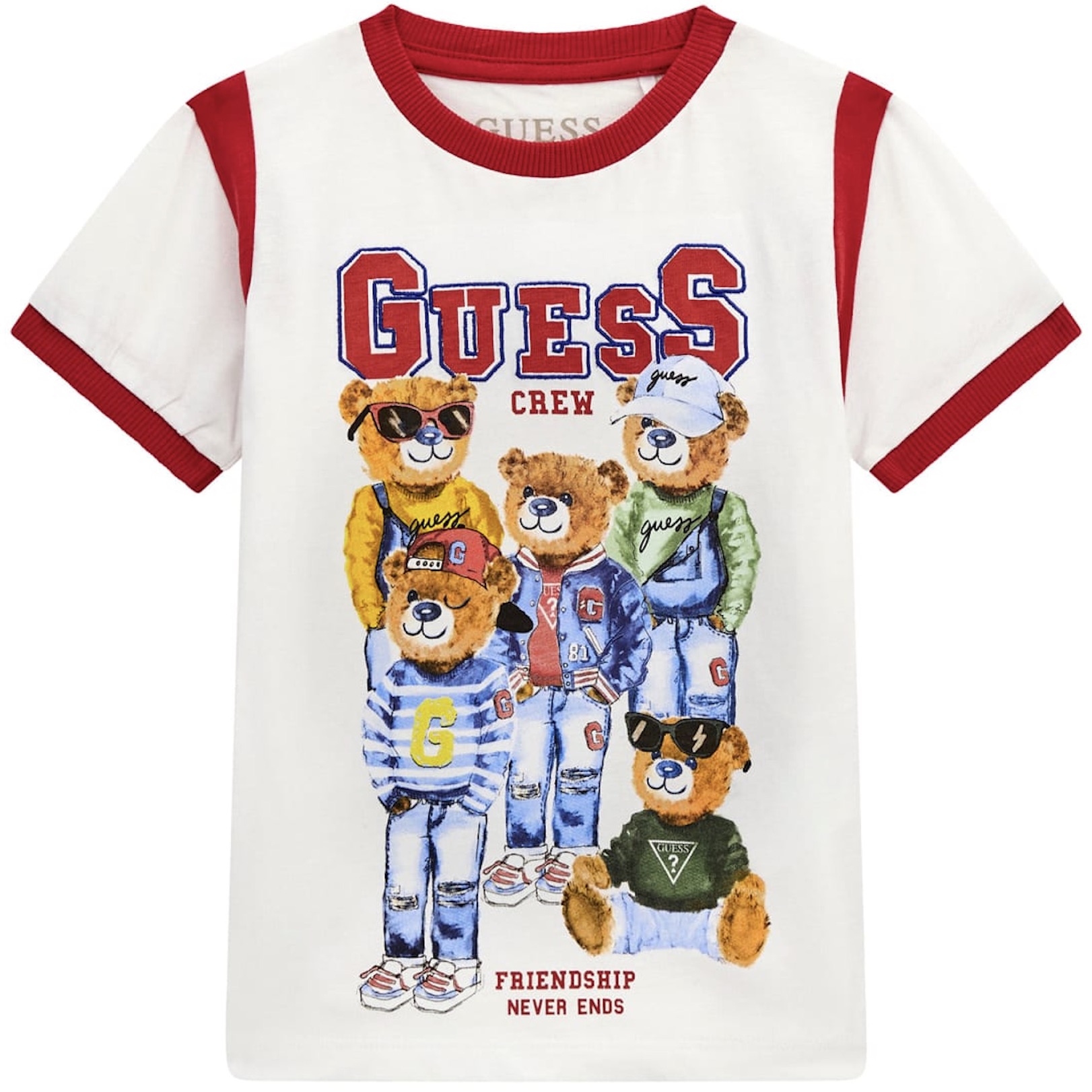 Tricou cu mânecă scurtă Guess - Cu urși, alb, 18 luni