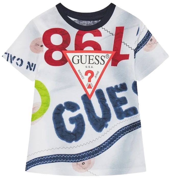 Tricou cu mânecă scurtă Guess - Cu semn de întrebare, multicolor, 18 luni