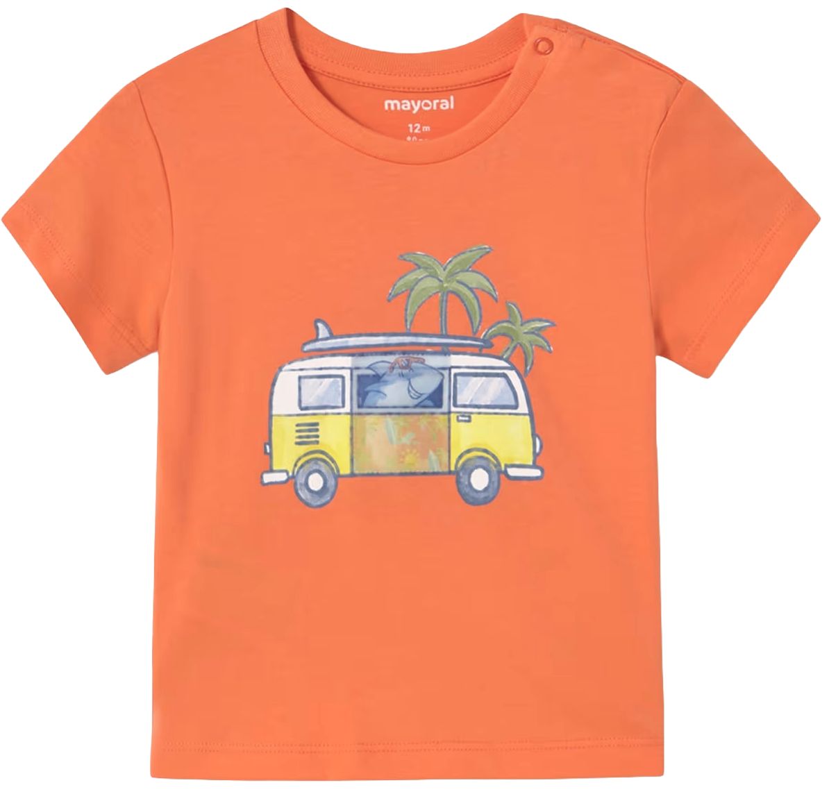 Tricou cu mânecă scurtă Mayoral - Microbuz, coral, play, 9 luni