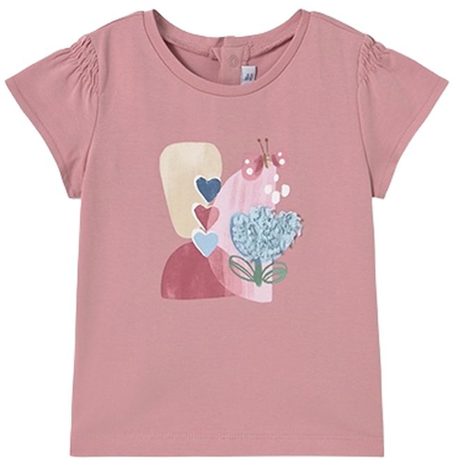 Tricou cu mânecă scurtă Mayoral - Cu broderie, roz, 6 luni
