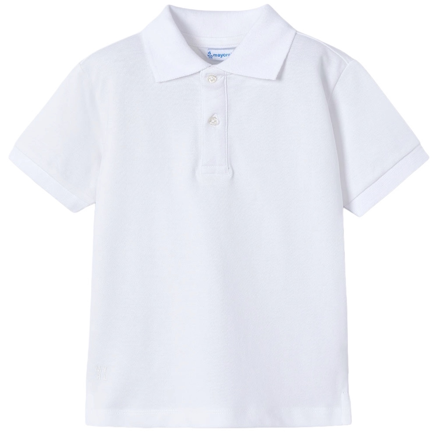 Tricou cu mânecă scurtă Mayoral - Cu guler polo, basic, alb, 8 ani