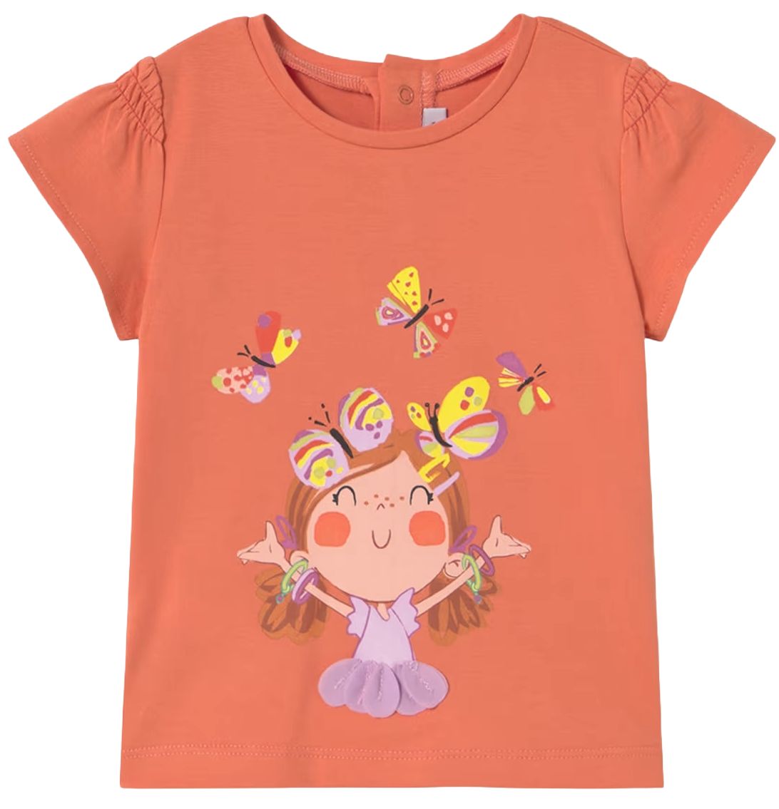 Tricou cu mânecă scurtă Mayoral - Cu aplicație în relief, portocaliu, 6 luni