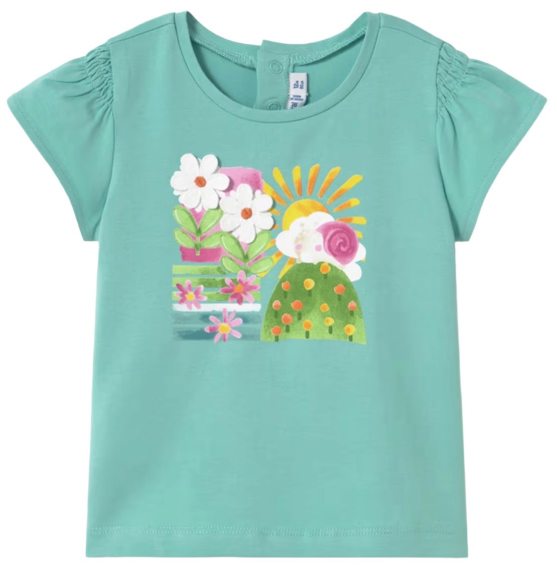 Tricou cu mânecă scurtă Mayoral - Cu aplicație în relief, verde, 6 luni