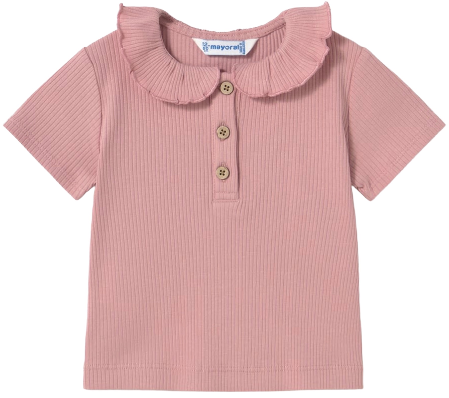 Tricou cu guler polo Mayoral - Roz, În dungi, 12 luni