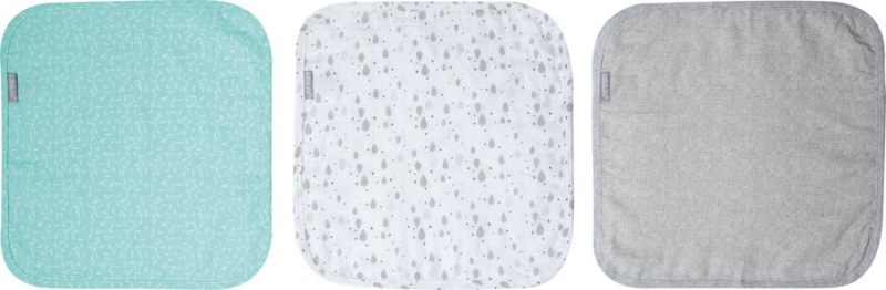 Set 3 scutece din muselina pentru nou-nascuti Bebe-Jou - Ollie, 32 x 32 cm