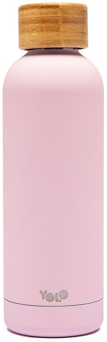 Sticlă termică YOLO - Pastel Pink, 500 ml, capac maro
