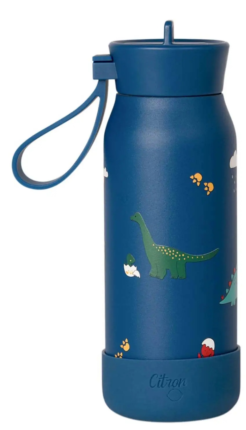 Sticlă termică pentru apă Citron - Blue Dino, 250 ml, albastră