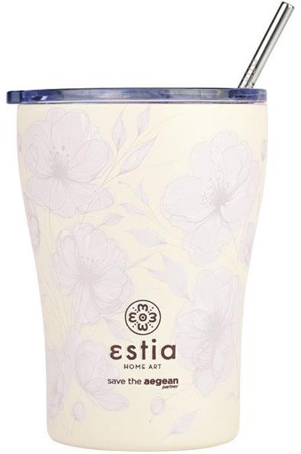 Cană termică cu pai Estia Save the Aegean - Terra Serenity, 350 ml