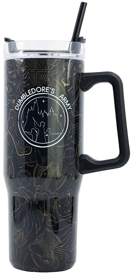 Cană termos cu un pai Stor Harry Potter - Golden Magic, 940 ml