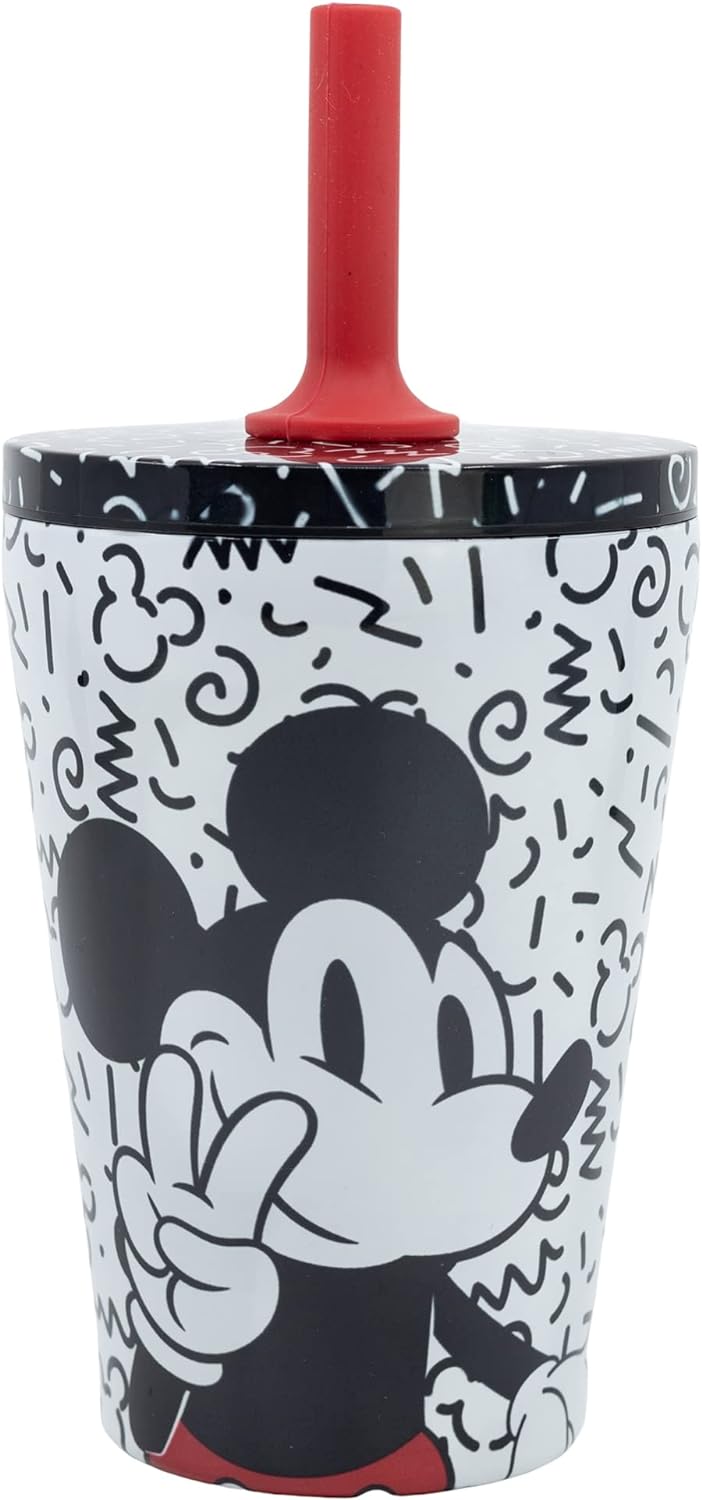 Pahar termic cu pai Stor Mickey Mouse - Vibes, 360 ml