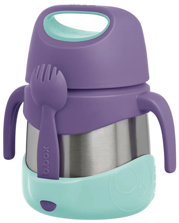 Termos alimentar cu ustensile  b.box - 335 ml, Lilac Pop