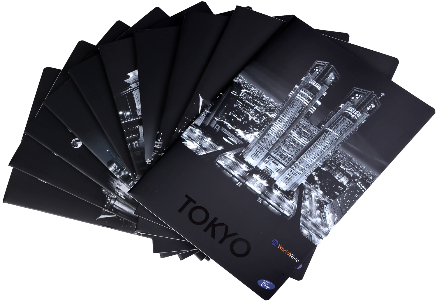 Set de 10 caiete A4, 62 de foi Elisa - UV Cities by Night, mix
