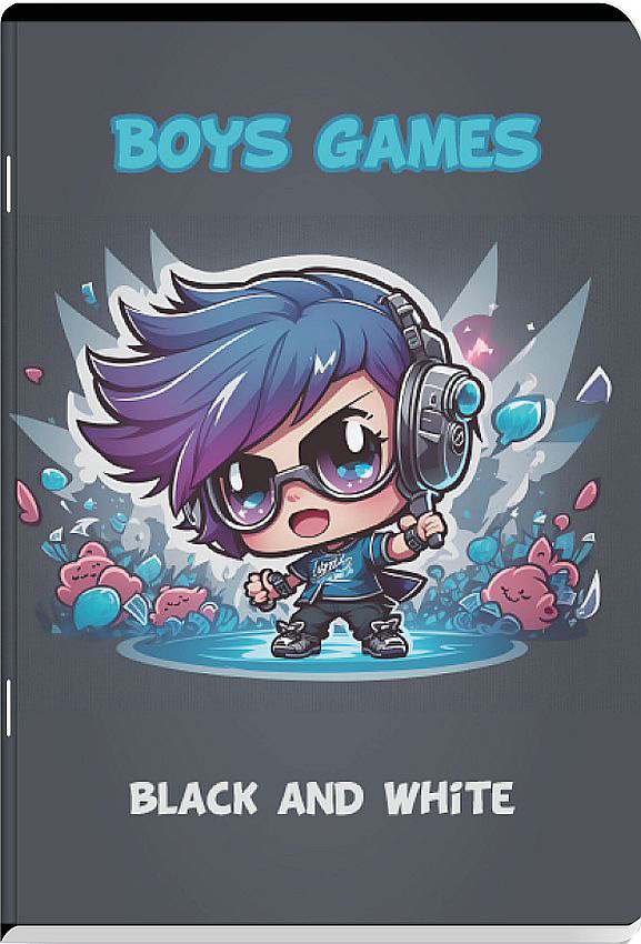 Caiet Black&amp;White Boy 2 - A5, 24 de coli, pătrate mari, sortiment