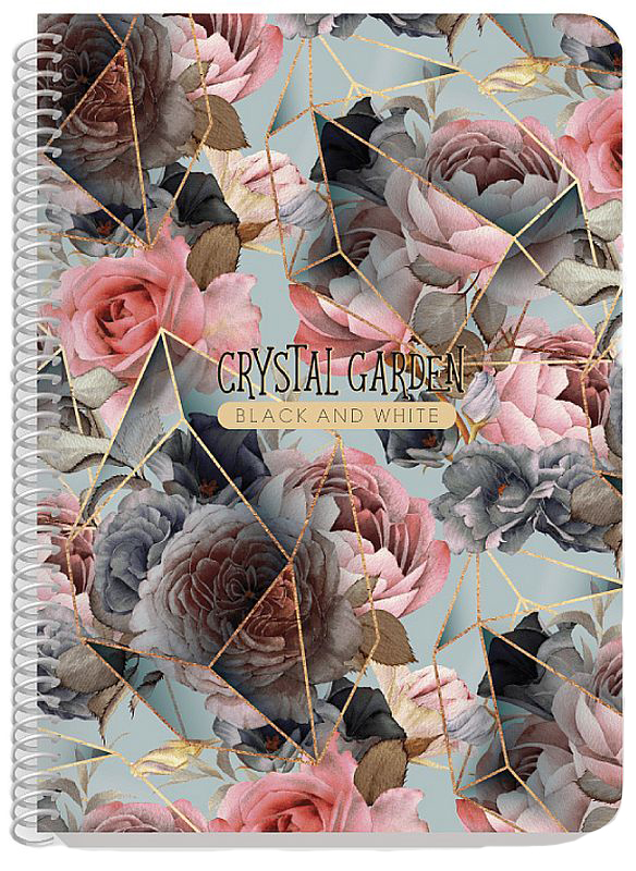 Caiet Black&White Crystal Garden - A4, 80 foi, sortiment