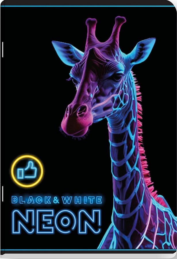 Caiet Black&White Neon - A5, 60 foi, rânduri largi, sortiment
