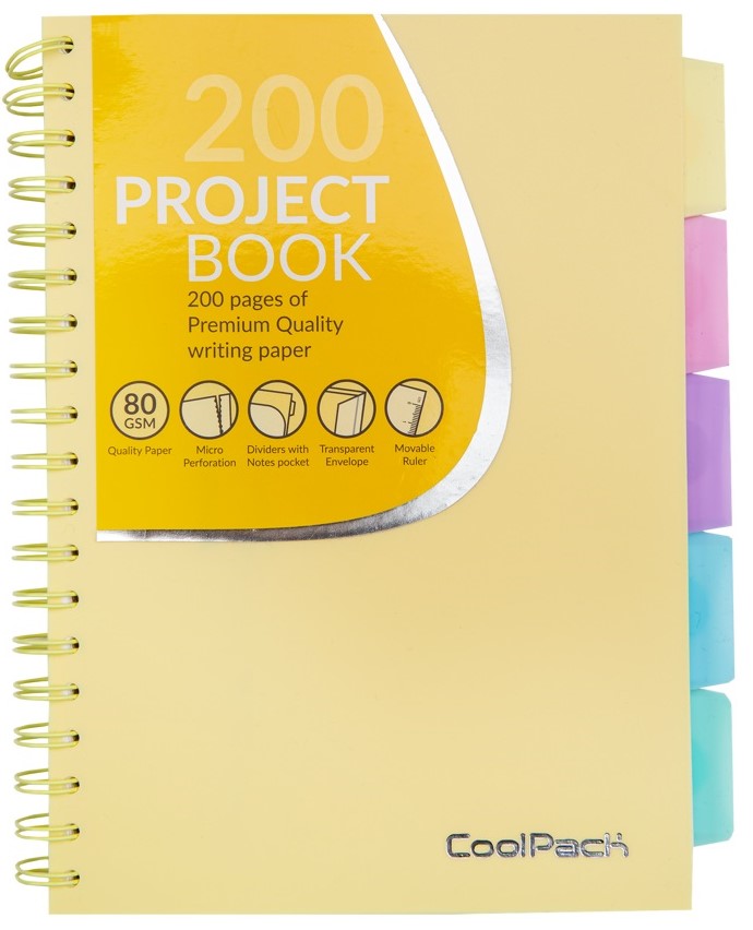 Caiet cu spirală  Cool Pack Pastel - Galben, B5, 100 de coli