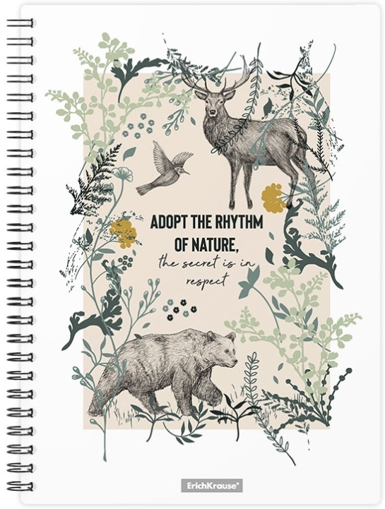 Caiet Erich Krause Natural Life - A5, 80 de coli, spirală, pătrate mici