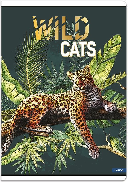 Caiet de notite Lastva Wild Cats - A4, 52 de coli, randuri late, cu 2 margini, asortiment