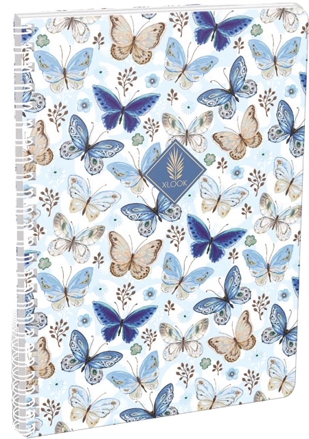 Caiet cu spiră Lizzy Card Xrcise Look - Butterflies, A4,pătrate mici