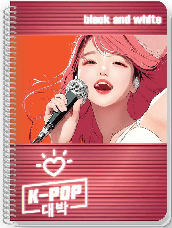 Caiet spiralat Black&White K-Pop - A4, 60 foi, sortiment